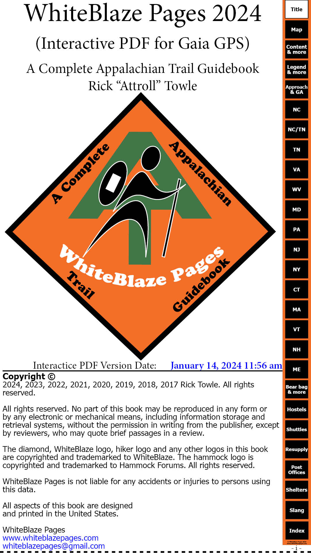 2023 Whiteblaze Pages cover