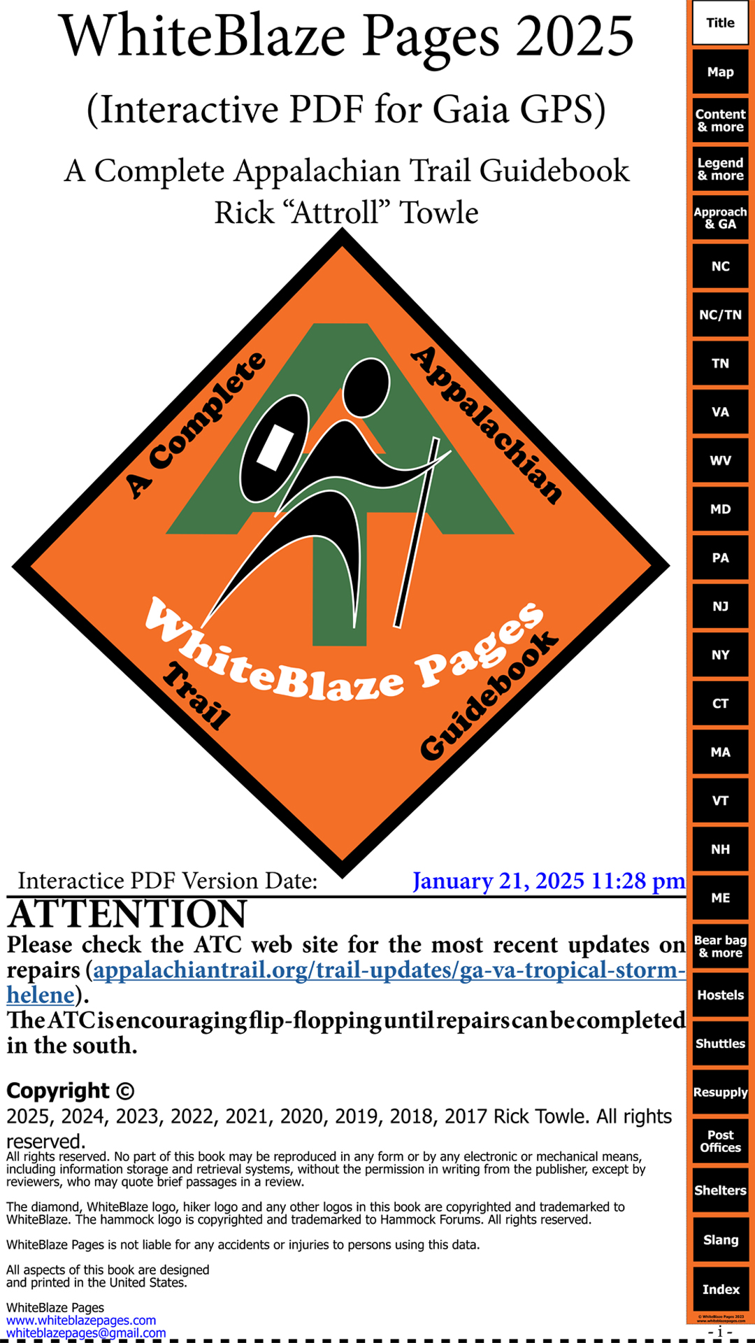 2025 Whiteblaze Pages cover